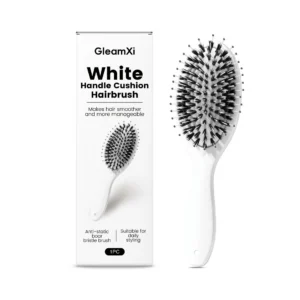 GleamXi White Handle Air Cushion Hair Brush with Nylon & Boar Bristle