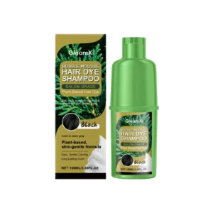 GleamXi Black Plant-Based Bubble Hair Dye Mousse Shampoo for Gray Coverage